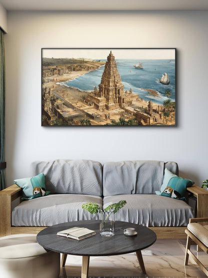 Temple-Luxurious-Spiritual & Mindful 3D Textured Wall Art | UV Printed Embossed Canvas Wall Frame for Prayer room ,Meditation Space