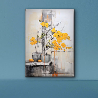 Bright-yellow-flower-premium-Floral & Botanical-3D Textured Wall Art | UV Embossed Canvas Wall Frame for home decor and bed room