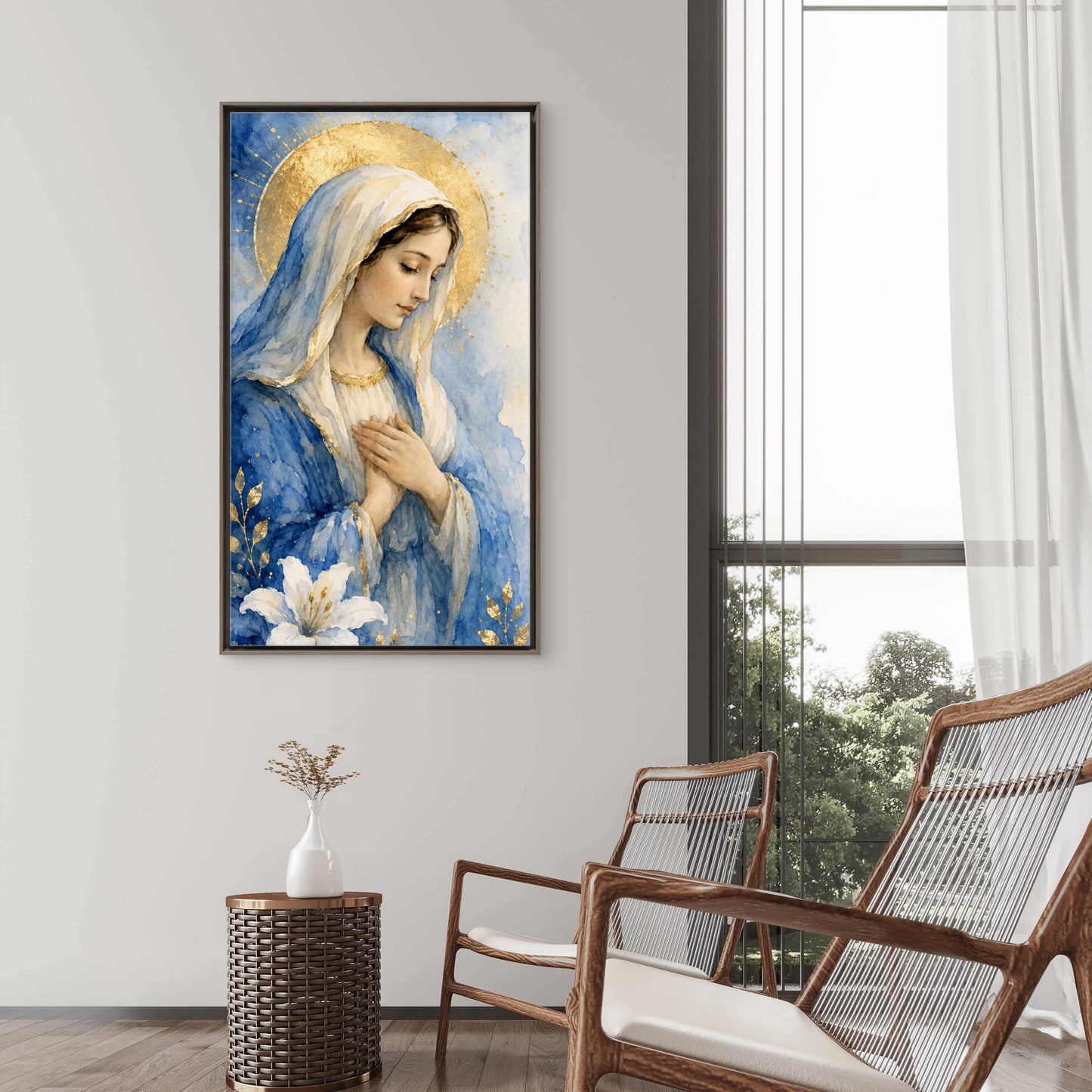 The Grace of Mother Mary-Luxurious-Gods and Divine Art 3D Textured Wall Art | UV Printed Embossed Canvas Wall Frame for Home Decor,living Room