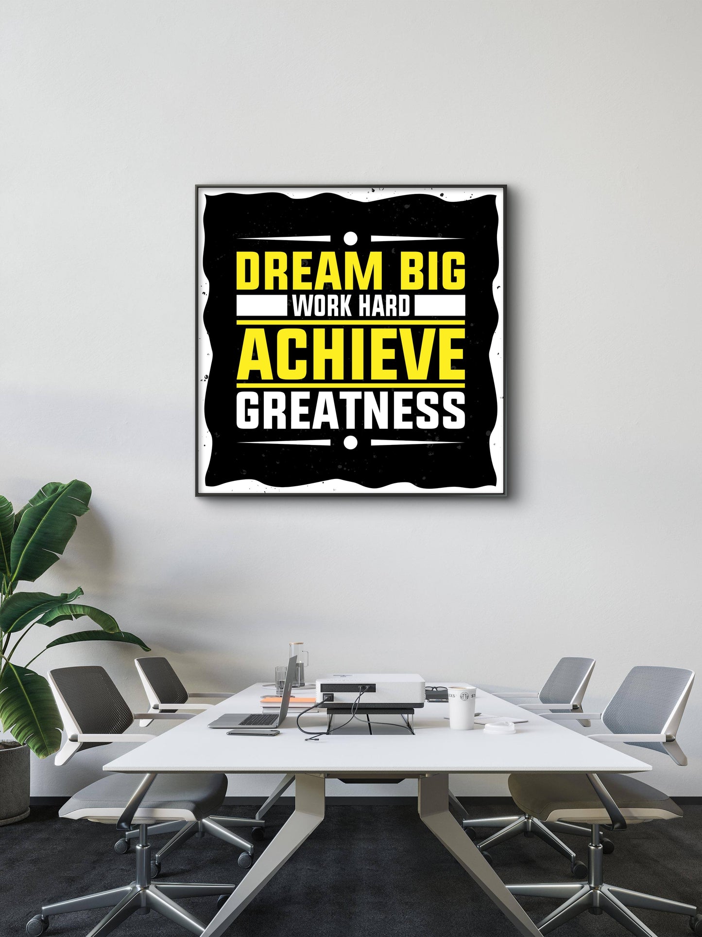 Work hard Achieve Greatness-Luxurious-Motivational & Typography| 3D Textured Wall Art | UV Printed Embossed Canvas Wall Frame for Office,Meditation Space