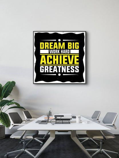 Work hard Achieve Greatness-Luxurious-Motivational & Typography| 3D Textured Wall Art | UV Printed Embossed Canvas Wall Frame for Office,Meditation Space