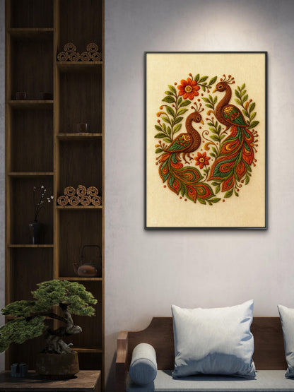 Grace in Every Stitch-Luxurious-Indian Culture &  Folk Art 3D Textured Wall Art | UV Printed Embossed Canvas Wall Frame for Home Decor,living Room