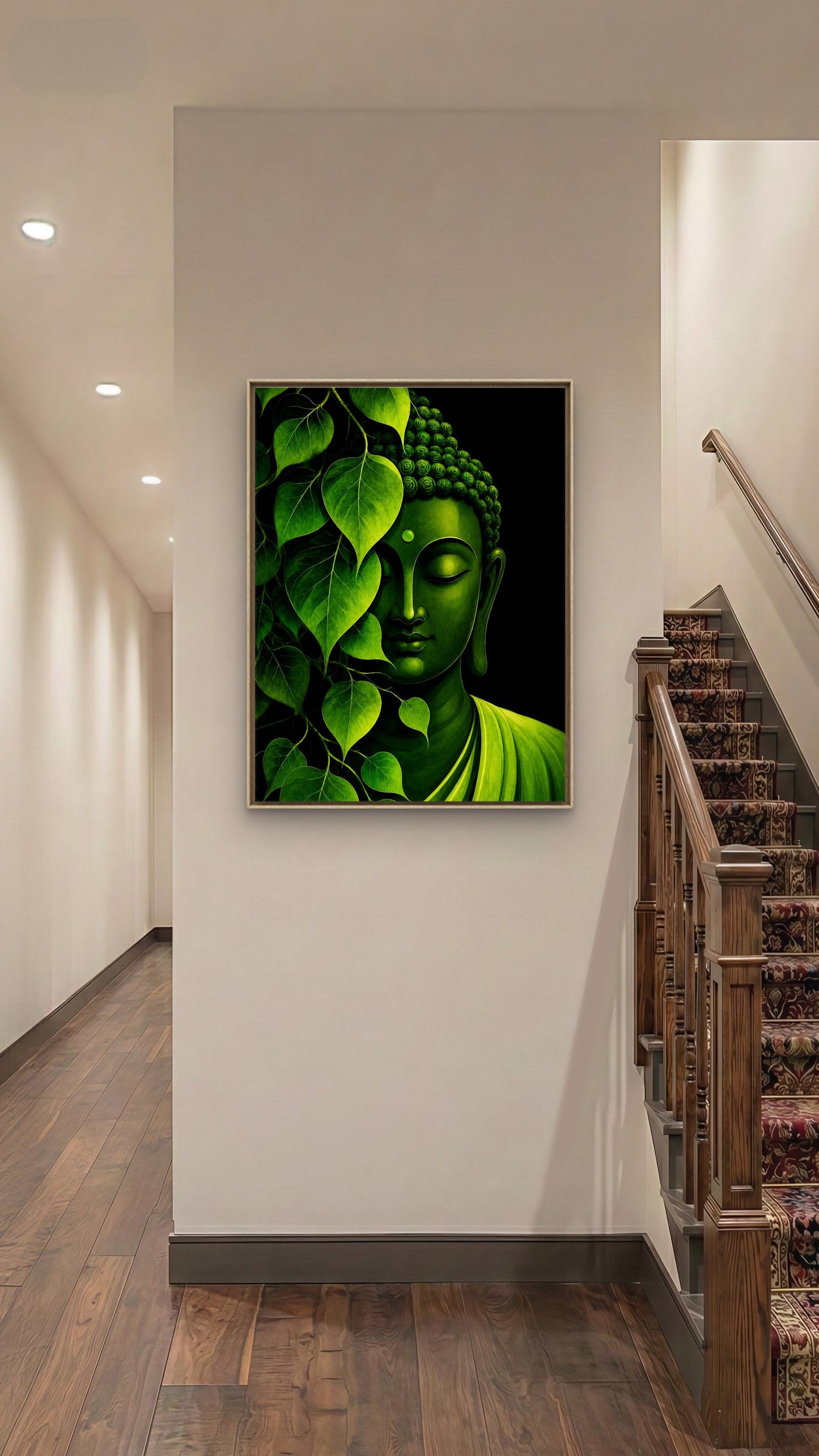 Serenity in Green-Luxurious-Gods and Divine Art 3D Textured Wall Art | UV Printed Embossed Canvas Wall Frame for Home Decor,living Room
