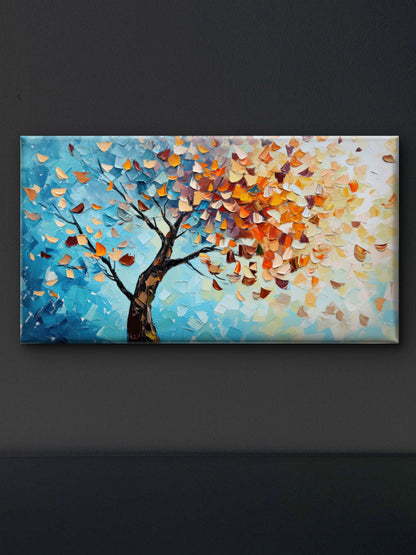 Autumn Tree features a bold, textured style with vibrant blue-Premium-Floral & Botanical-3D Textured Wall Art | UV Embossed Canvas Wall Frame for home decor and bed room