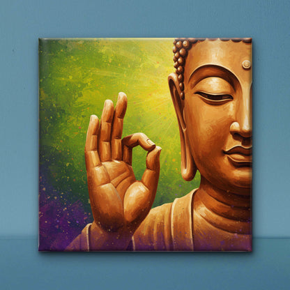 buddhas-face-and-hand-Luxurious-Serenity & Wellness-3D Textured Wall Art | UV Embossed Canvas Wall Frame for Meditation Space