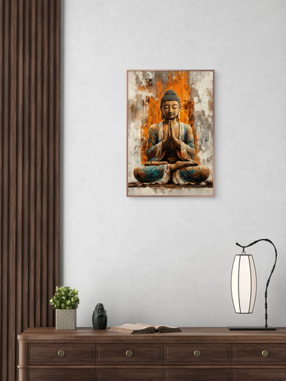 Buddha Meditation-Luxurious-Serenity & Wellness-3D Textured Wall Art | UV Embossed Canvas Wall Frame for Meditation Space