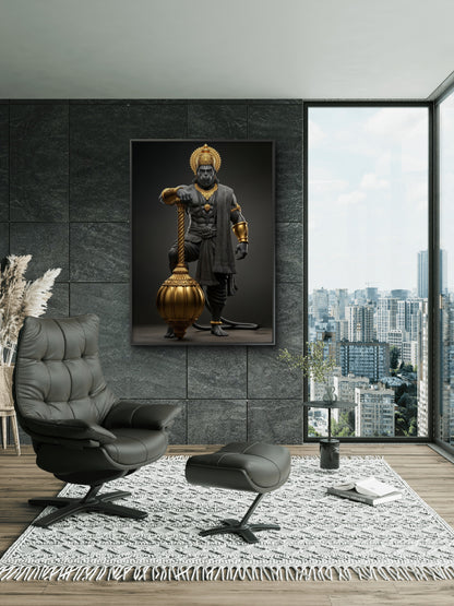 Lord Hanumanji-Luxurious-Spiritual & Mindful 3D Textured Wall Art | UV Printed Embossed Canvas Wall Frame for Prayer room ,Meditation Space