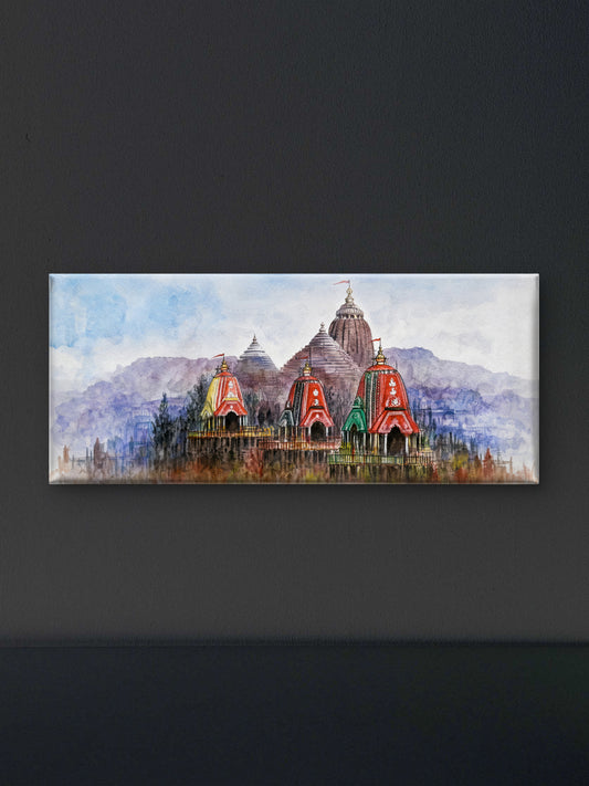 Divine Ratha Yatra and Puri Temple-Luxurious-Gods and Divine Art 3D Textured Wall Art | UV Printed Embossed Canvas Wall Frame for Home Decor,living Room