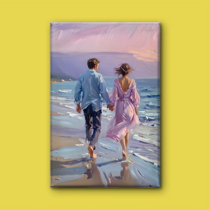 Beautiful couple on beach-Luxurious-Love & Togetherness-3D Textured Wall Art | UV Embossed Canvas Wall Frame for bed room