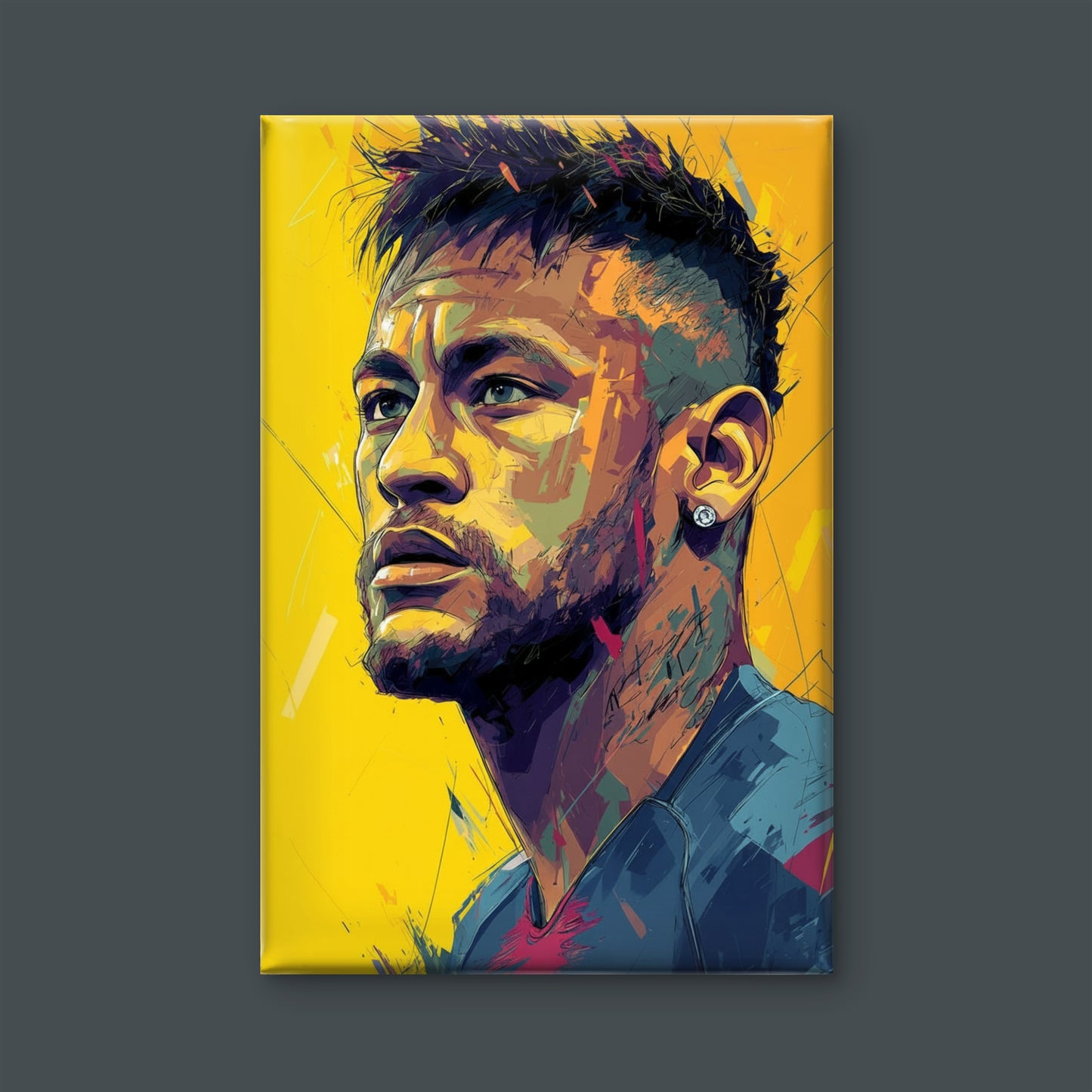 Abstract Neymar Jr. Digital Art-Luxurious-Lifestyle & Hobbies-3D Textured Wall Art | UV Embossed Canvas Wall Frame for Kids room and Sports Gallery
