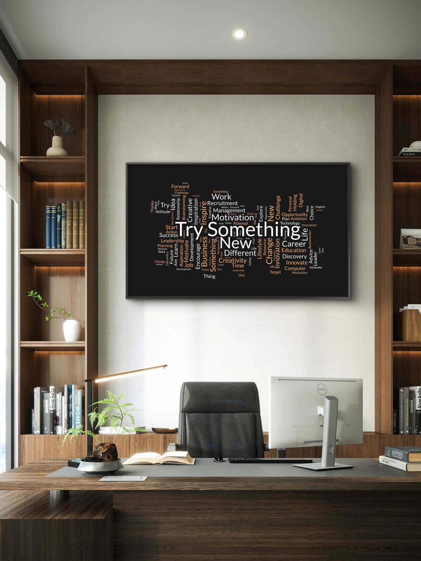 Try Something New-Luxurious-Motivational & Typography| 3D Textured Wall Art | UV Printed Embossed Canvas Wall Frame for Office,Meditation Space