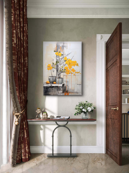 Bright-yellow-flower-premium-Floral & Botanical-3D Textured Wall Art | UV Embossed Canvas Wall Frame for home decor and bed room