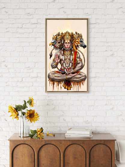 Panchamukhi Hanuman-Luxurious-Gods and Divine Art 3D Textured Wall Art | UV Printed Embossed Canvas Wall Frame for Home Decor,living Room