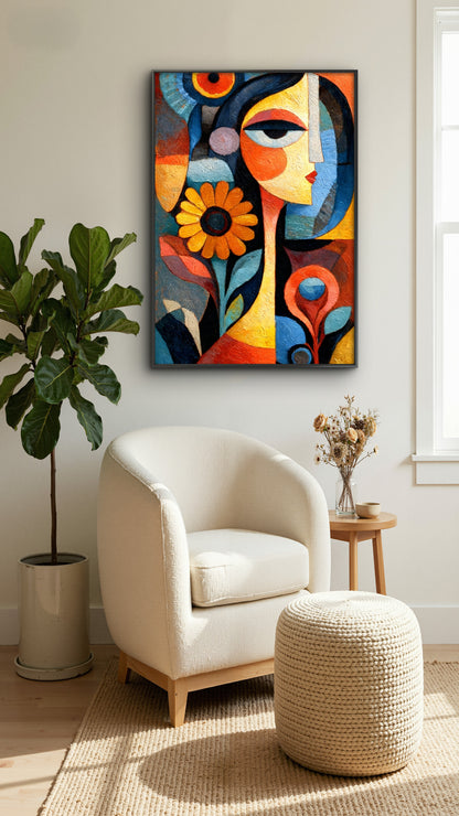 Geometric Deconstruction-Luxurious-Modern Art & Abstract| 3D Textured Wall Art | UV Printed Embossed Canvas Wall Frame for Office,Meditation Space