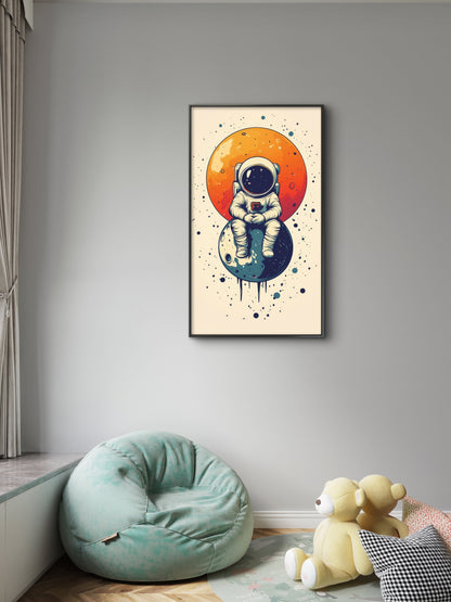 astronaut-Luxurious | 3D Textured Wall Art | UV Printed Embossed Canvas Wall Frame for living room,home decor