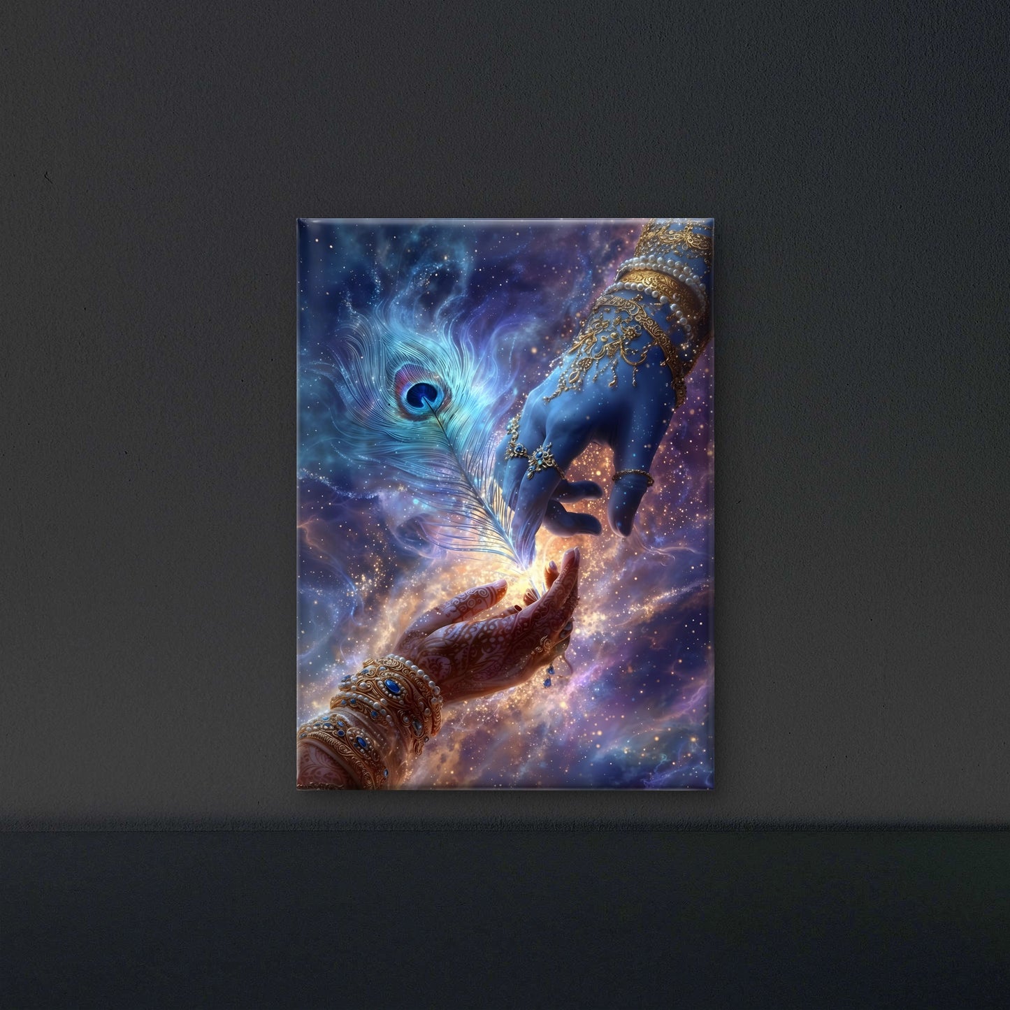 A Cosmic Union of Souls-Luxurious-Spiritual & Mindful 3D Textured Wall Art | UV Printed Embossed Canvas Wall Frame for Prayer room ,Meditation Space