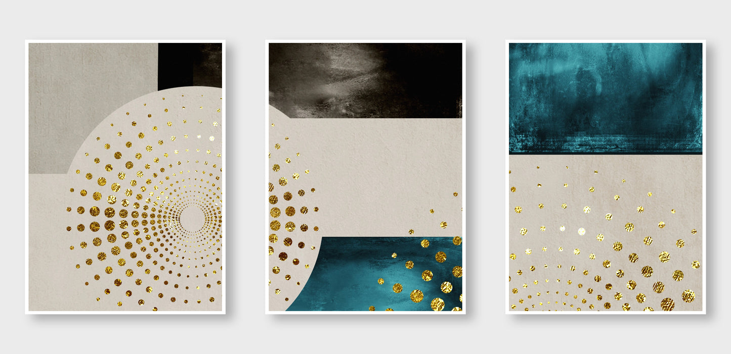 series-three-paintings-abstract-golden-background-fashion-modern-luxury-3D Textured Wall Art | UV Embossed Canvas Wall Frame for Home decor