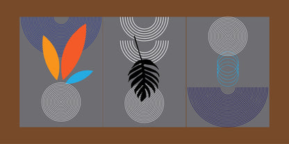 3 Art Organic Geometry-3D Textured Wall Art | UV Embossed Canvas Wall Frame for Home decor