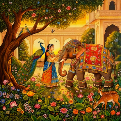 A Tapestry of Rajasthani Heritage-Luxurious-Indian Culture &  Folk Art 3D Textured Wall Art | UV Printed Embossed Canvas Wall Frame for Home Decor,living Room