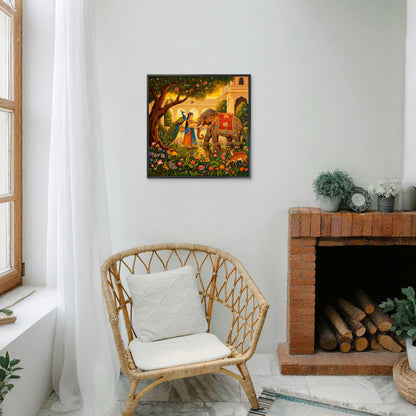 A Tapestry of Rajasthani Heritage-Luxurious-Indian Culture &  Folk Art 3D Textured Wall Art | UV Printed Embossed Canvas Wall Frame for Home Decor,living Room