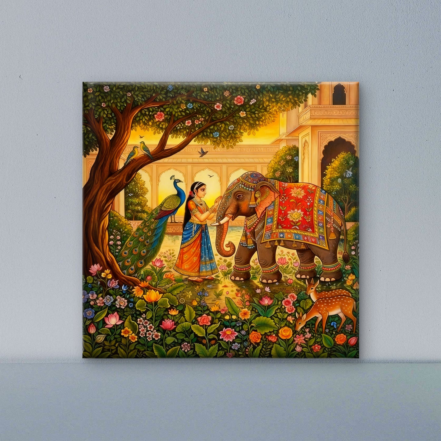 A Tapestry of Rajasthani Heritage-Luxurious-Indian Culture &  Folk Art 3D Textured Wall Art | UV Printed Embossed Canvas Wall Frame for Home Decor,living Room