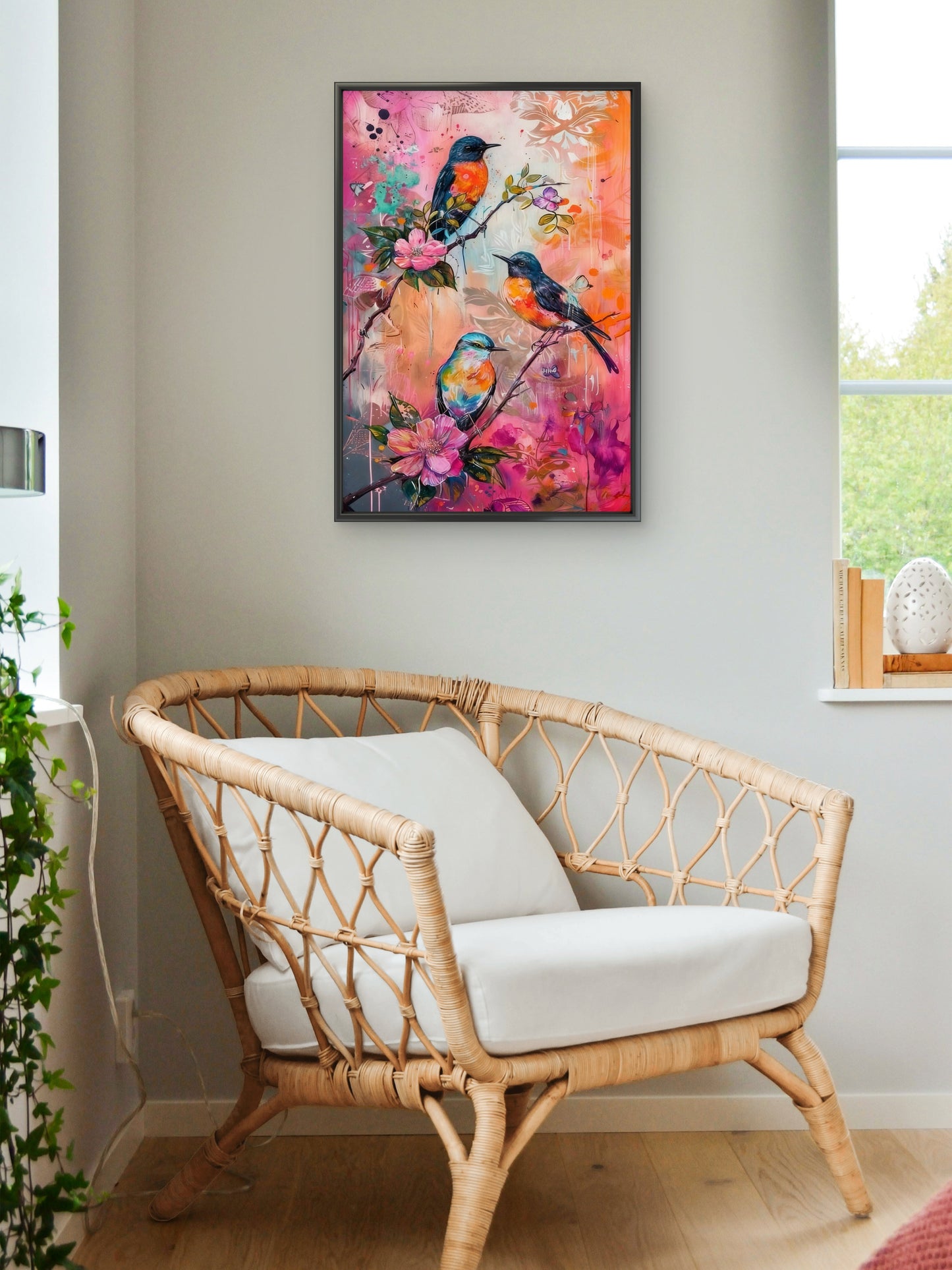 A Trio in Bloom-Luxurious-Wildlife & Animals-3D Textured Wall Art | UV Embossed Canvas Wall Frame for Home decor and kids room