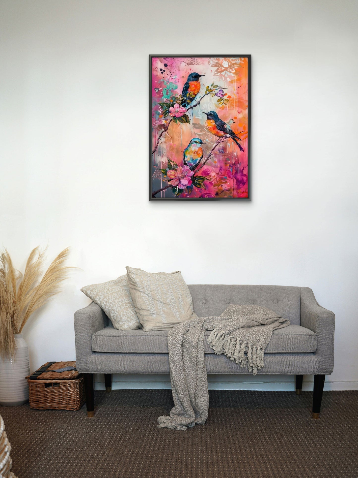 A Trio in Bloom-Luxurious-Wildlife & Animals-3D Textured Wall Art | UV Embossed Canvas Wall Frame for Home decor and kids room