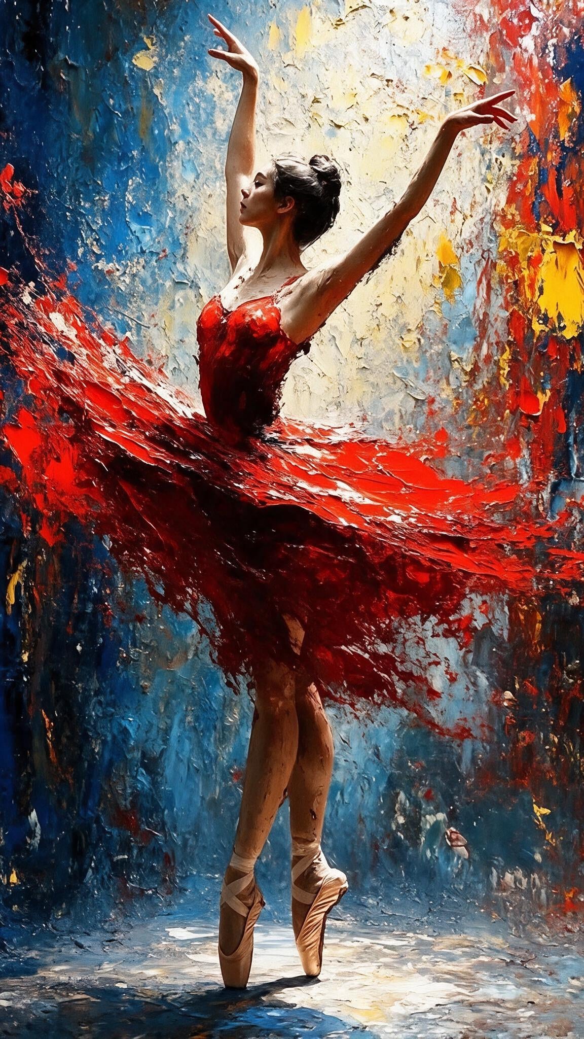 Abstract Impasto Ballet Luxurious-Lifestyle & Hobbies-3D Textured Wall Art | UV Embossed Canvas Wall Frame for Home decor and living room