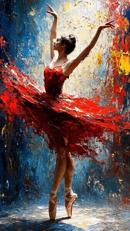Abstract Impasto Ballet Luxurious-Lifestyle & Hobbies-3D Textured Wall Art | UV Embossed Canvas Wall Frame for Home decor and living room
