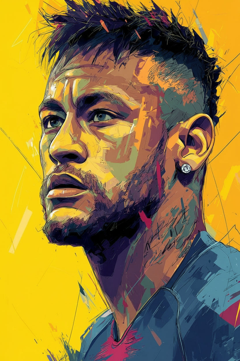 Abstract Neymar Jr. Digital Art-Luxurious-Lifestyle & Hobbies-3D Textured Wall Art | UV Embossed Canvas Wall Frame for Kids room and Sports Gallery