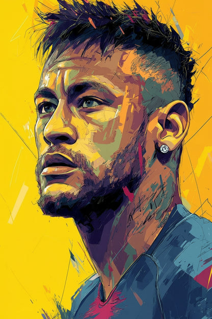 Abstract Neymar Jr. Digital Art-Luxurious-Lifestyle & Hobbies-3D Textured Wall Art | UV Embossed Canvas Wall Frame for Kids room and Sports Gallery