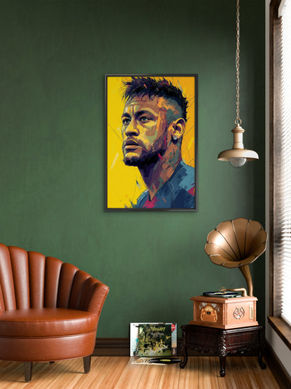 Abstract Neymar Jr. Digital Art-Luxurious-Lifestyle & Hobbies-3D Textured Wall Art | UV Embossed Canvas Wall Frame for Kids room and Sports Gallery
