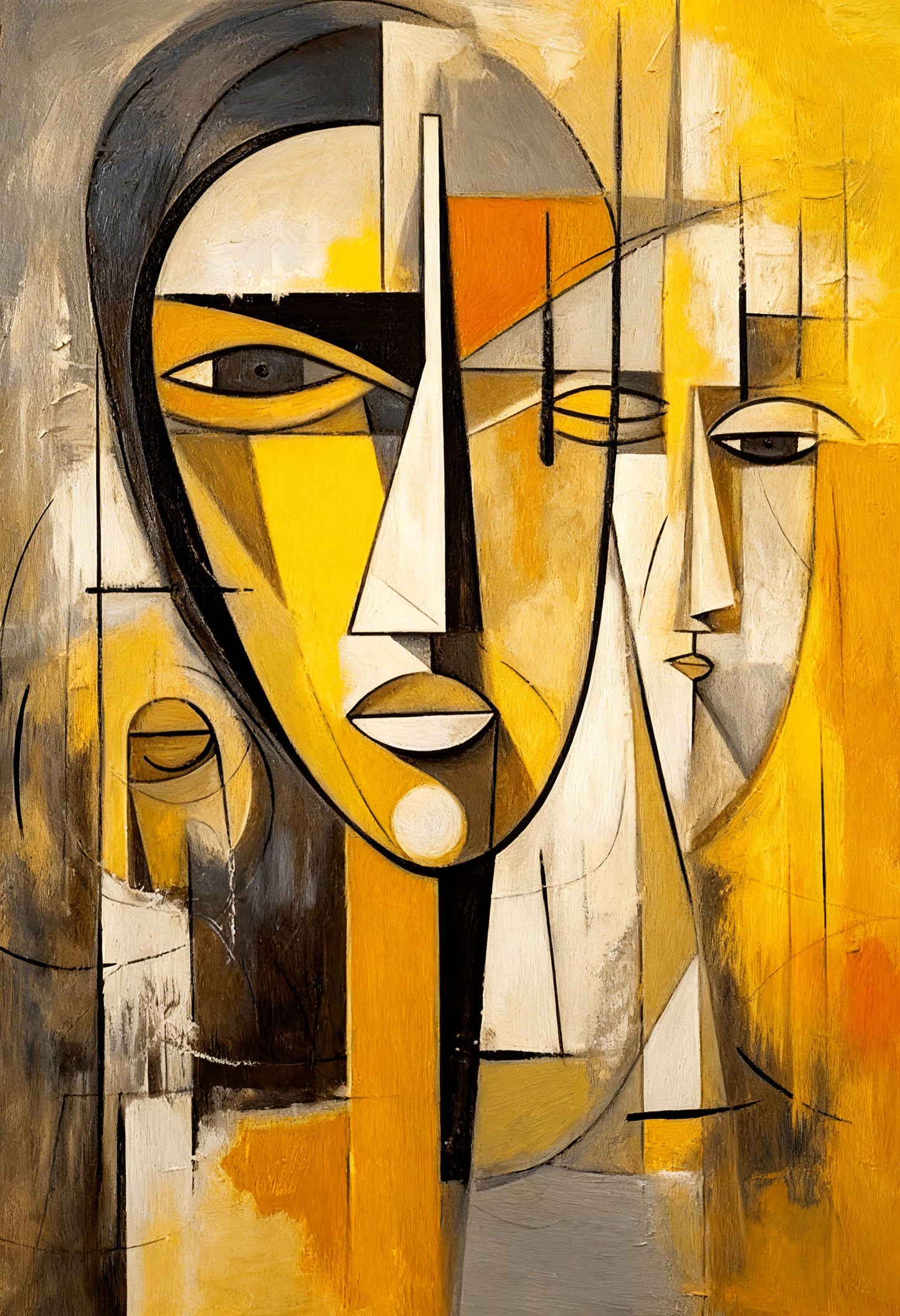 Yellow and Grey Face -Luxurious-Modern Art & Abstract| 3D Textured Wall Art | UV Printed Embossed Canvas Wall Frame for Office,Meditation Space