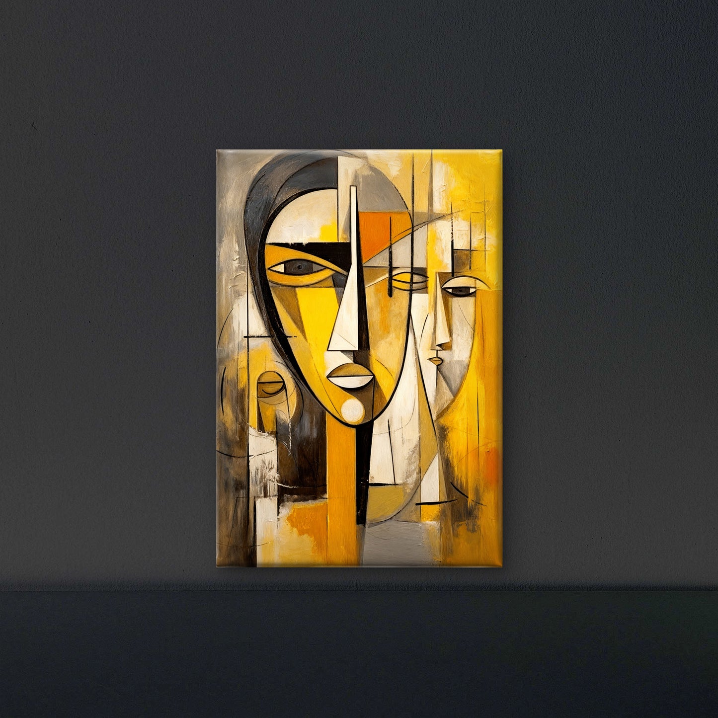 Yellow and Grey Face -Luxurious-Modern Art & Abstract| 3D Textured Wall Art | UV Printed Embossed Canvas Wall Frame for Office,Meditation Space