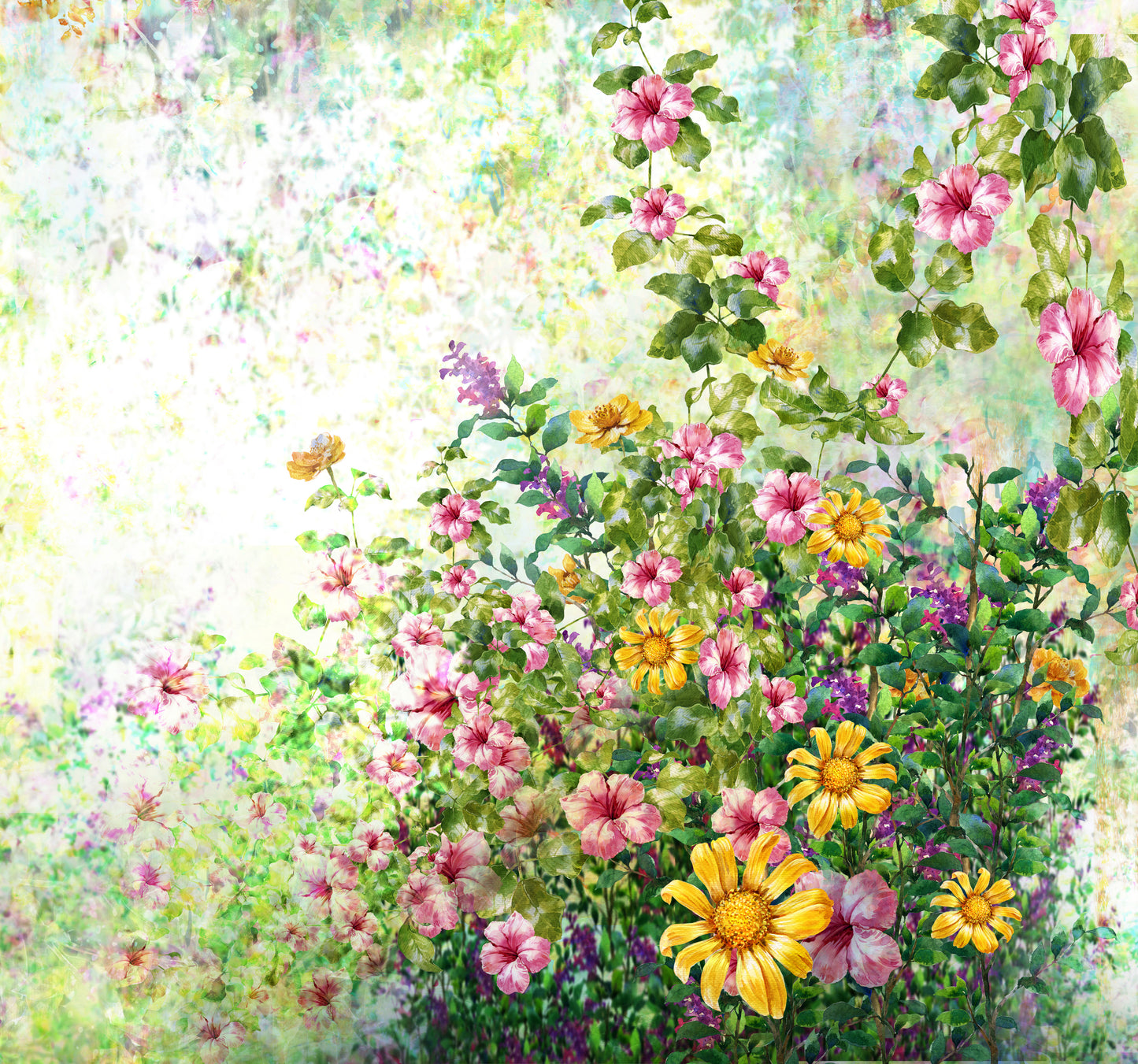 Spring multicolored flowers-Premium-Floral & Botanical-3D Textured Wall Art | UV Embossed Canvas Wall Frame for home decor and living room