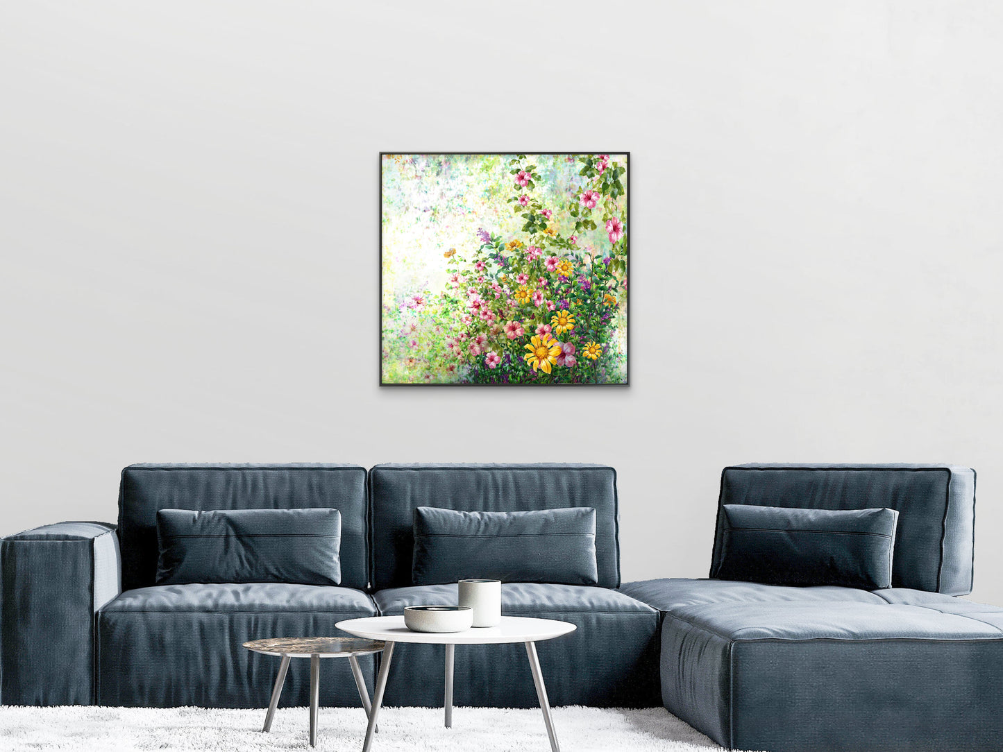 Spring multicolored flowers-Premium-Floral & Botanical-3D Textured Wall Art | UV Embossed Canvas Wall Frame for home decor and living room