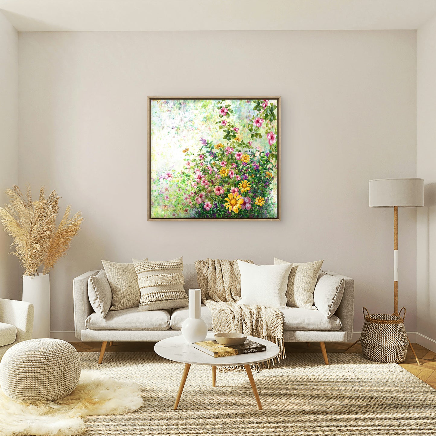 Spring multicolored flowers-Premium-Floral & Botanical-3D Textured Wall Art | UV Embossed Canvas Wall Frame for home decor and living room
