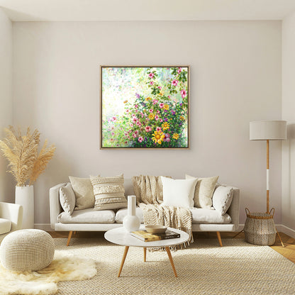 Spring multicolored flowers-Premium-Floral & Botanical-3D Textured Wall Art | UV Embossed Canvas Wall Frame for home decor and living room