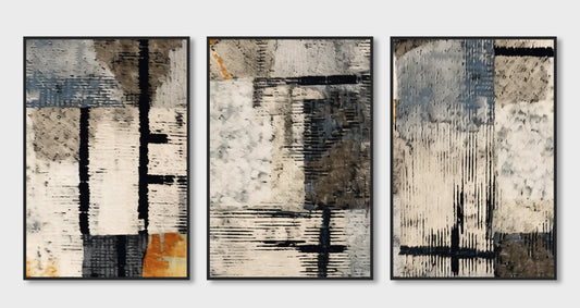 A set of three Abstract wall art pieces-3D Textured Wall Art | UV Embossed Canvas Wall Frame for Home decor