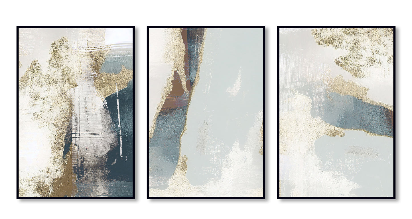 A set of three abstract-3D Textured Wall Art | UV Embossed Canvas Wall Frame for Home decor