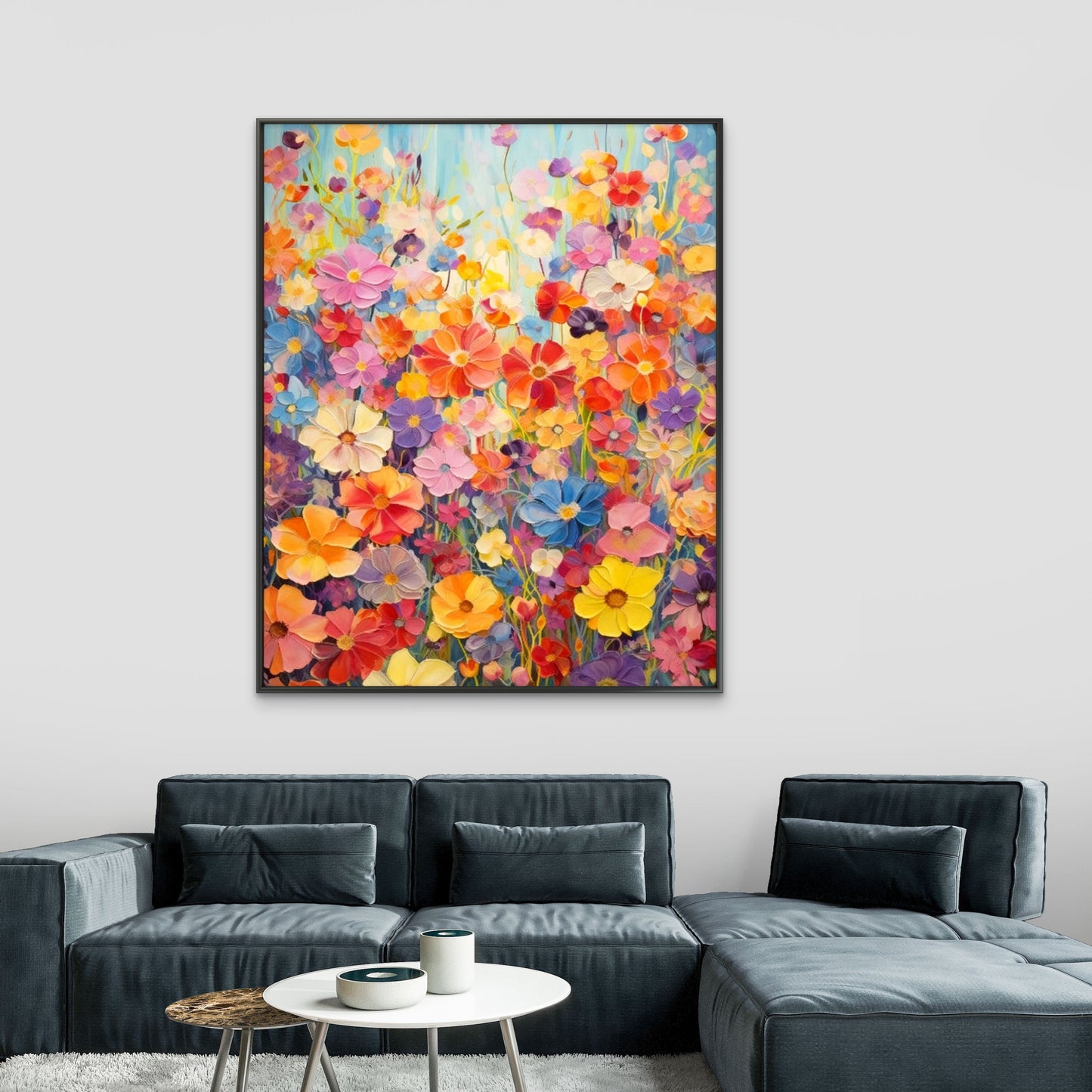 Bloom Burst premium Floral & Botanical-3D Textured Wall Art | UV Embossed Canvas Wall Frame for home decor and living room