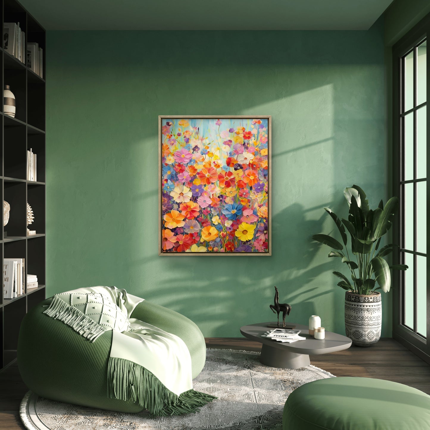 Bloom Burst premium Floral & Botanical-3D Textured Wall Art | UV Embossed Canvas Wall Frame for home decor and living room