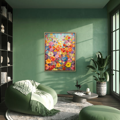 Bloom Burst premium Floral & Botanical-3D Textured Wall Art | UV Embossed Canvas Wall Frame for home decor and living room