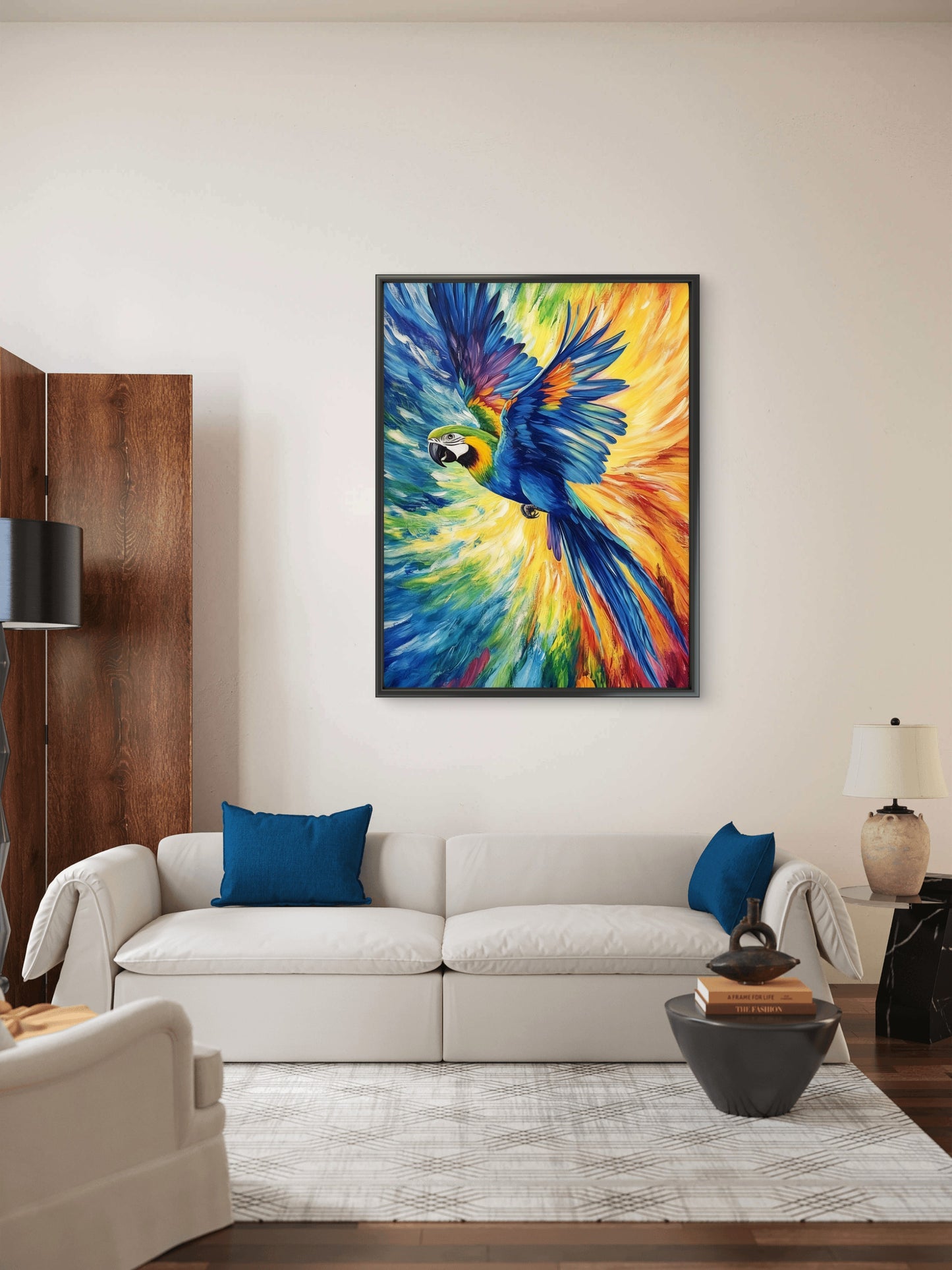 Bloom Burst-Parrot-Luxurious-Wildlife & Animals-3D Textured Wall Art | UV Embossed Canvas Wall Frame for Home decor