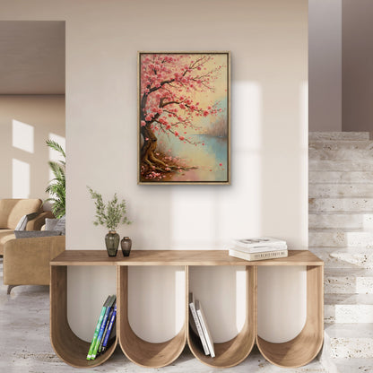 Blossoms on the Water's Premium Floral & Botanical-3D Textured Wall Art | UV Embossed Canvas Wall Frame for home decor and living room