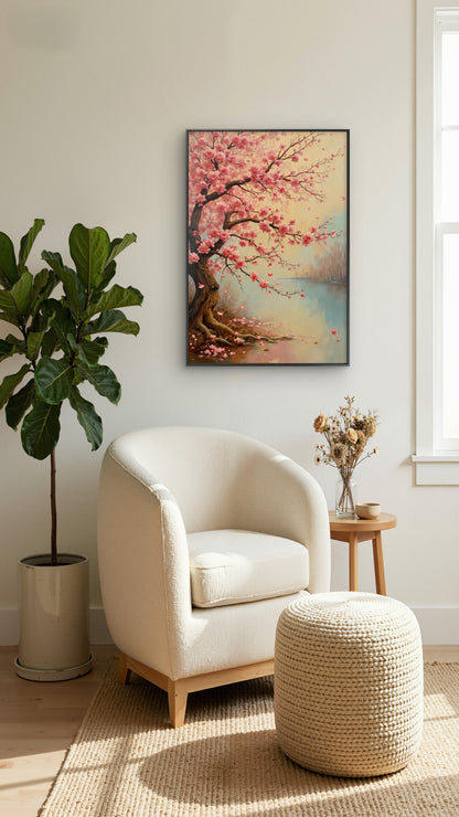 Blossoms on the Water's Premium Floral & Botanical-3D Textured Wall Art | UV Embossed Canvas Wall Frame for home decor and living room
