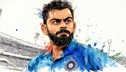 Blue Splash Virat Kohli-Luxurious-Lifestyle & Hobbies-3D Textured Wall Art | UV Embossed Canvas Wall Frame for Kids room and office
