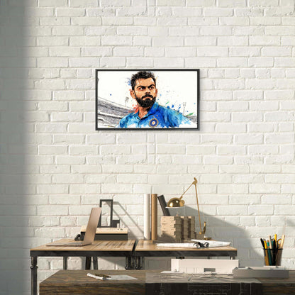Blue Splash Virat Kohli-Luxurious-Lifestyle & Hobbies-3D Textured Wall Art | UV Embossed Canvas Wall Frame for Kids room and office