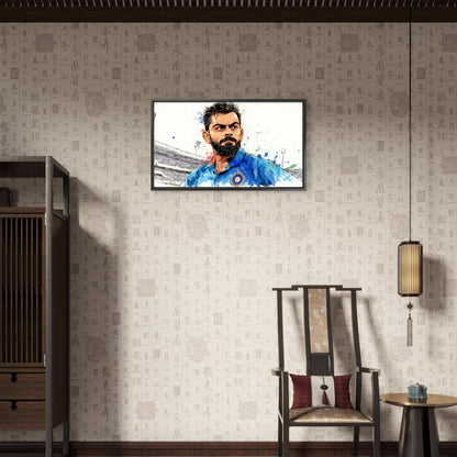 Blue Splash Virat Kohli-Luxurious-Lifestyle & Hobbies-3D Textured Wall Art | UV Embossed Canvas Wall Frame for Kids room and office