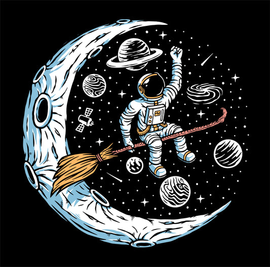 Astronaut_witch-Premium-Kids & Whimsical-3D Textured Wall Art | UV Embossed Canvas Wall Frame for Kids room